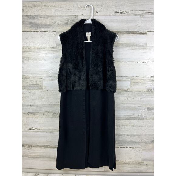 Chicos womens xtra small faux fur Anastasia Vest long cardigan - Picture 2 of 6